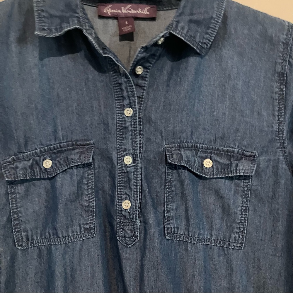 Gloria Vanderbilt Denim Dresse Indigo Chambray Shirt Blouse Dress Womens Sz S - Picture 5 of 11
